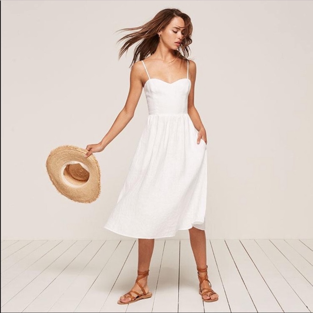 Reformation Olivia White Linen Dress Size 2
